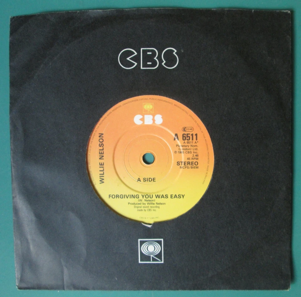 Willie Nelson: Forgiving You Was Easy 7" Vinyl Single 1st 1985 UK Press A 6511 - Image 1 of 1
