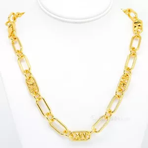 Michael Kors Womens 14k Gold Plated Necklace, Thick Oval Chain, 21-Inch, MK Logo - Picture 1 of 6