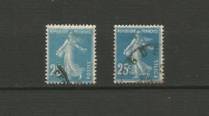 France 1907 2 timbres oblitérés Y&TN°140 25 c. bleu Semeuse fond plein /TR5466 - Bild 1 von 1