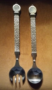 Salat-Servier-Set aus gehämmertem Metall, Gabel und Löffel - Bild 1 von 1