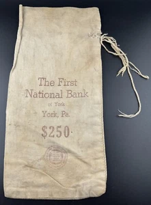 Bolso bancario de lona vintage The First National Bank of York Pennsylvania - Imagen 1 de 6
