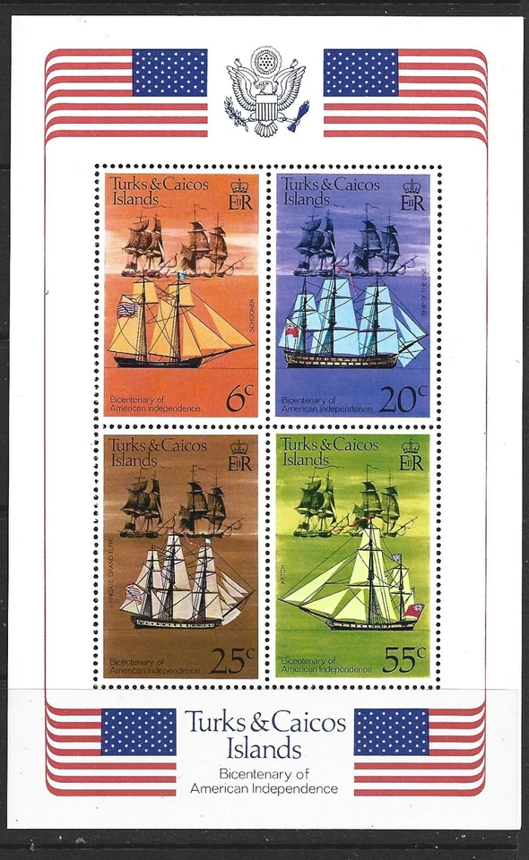 TURCOS Y CAICOS - HOJA RECUERDO BICENTENARIO AMERICANO 1976 - SCOTT 314a - MNH Foto 1 de 1