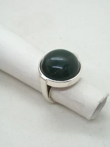 Silver Ring 925 With Jasper Natural Of Green Colour - Stone Hard - Picture 1 of 7
