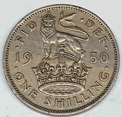 # C3738    GREAT BRITAIN     COIN,     SHILLING  1950 Eng. Crest - Image 1 of 2