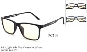 Computer Glasses Blue Light Blocking Filter Anti Fatigue Spring Hinged UV 100% - Picture 1 of 12