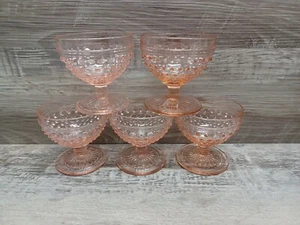 (5) Vetro depressione vintage con gancio di ancoraggio rosa, vetro sherbet, vetro rosa - Foto 1 di 5
