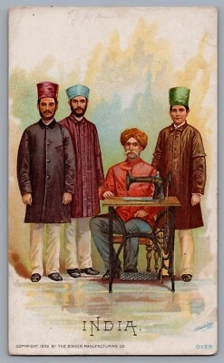 1800s Singer Sewing Machine Victorian Trade Card India Collector Card  0183 - Image 1 of 2