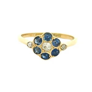 18kt Gold Diamant und Saphir Cluster Ring datiert 1870 - Bild 1 von 7