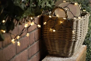 200 LED fairy XMAS Christmas party lights warm white outdoor timer + star shades - Picture 1 of 5