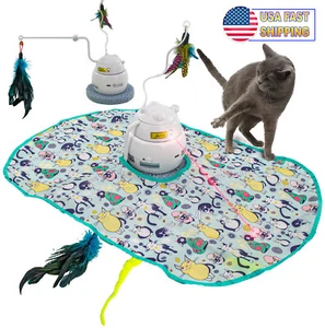 Interaktives Katzenlaser & Bewegungsspielzeug 4 Katzenspiele 3 Geschwindigkeiten Verstecken beweglicher Zauberstab - Bild 1 von 6