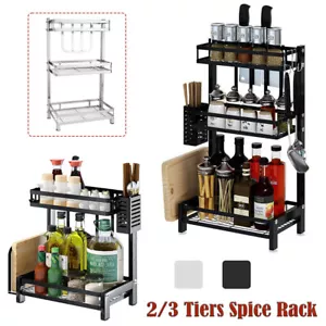 Organizador de estante de especias de acero inoxidable de 2 niveles soporte de encimera de cocina de almacenamiento - Imagen 1 de 16