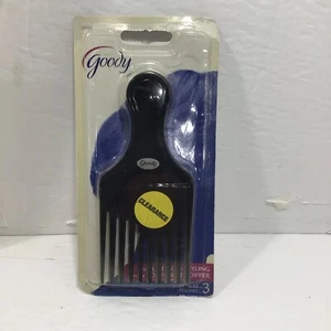 Set di 3 pettine vintage Goody Hair Lifting Hair Pick Made in USA 2009 nero argento/grigio - Foto 1 di 4