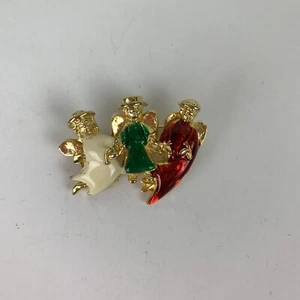 Drei Engel Brosche Emaille Anstecknadel goldfarben - Bild 1 von 7