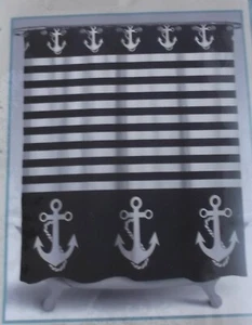 LAUREN ALEXANDER NAUTICAL SHOWER CURTAIN - ANCHORS AWAY - 72" X 72" - NIP - Picture 1 of 4