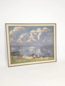 ELFRIEDE JUNGK (1889-1954) Öl-Gemälde Boote am Strand 1950er gerahmt 46x59 - Bild 1 von 23