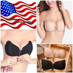 Women's Strapless Backless Silicone Self-Adhesive Invisible Bra - Picture 1 of 22