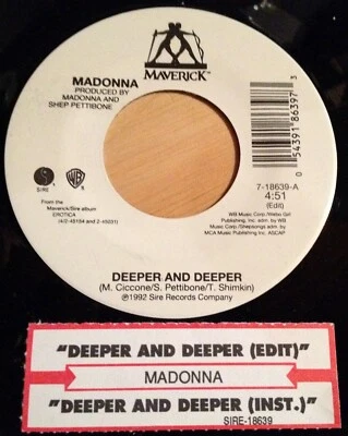 Madonna 45 Deeper and Deeper (edit / instrumental)  w/ts  NM Foto 1 de 2