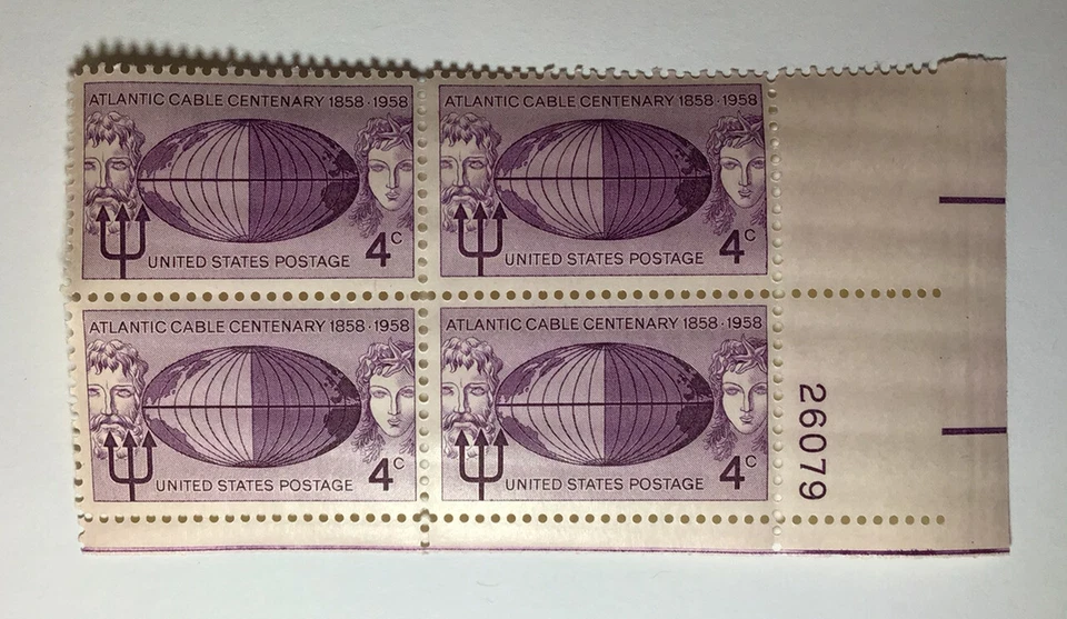 US 4 Cent Atlantic Cable Centenary 1958 Scott #1112 Block Of 4 MNH Stamps. - Image 1 of 1