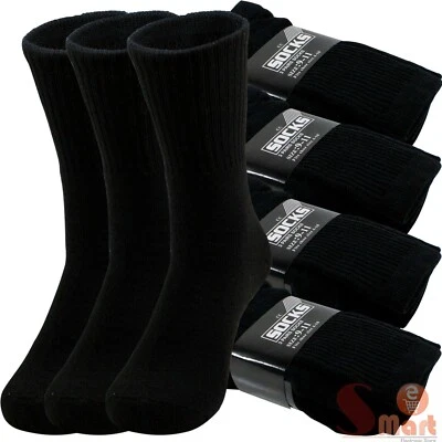 Lot 3-12 Pairs Mens Solid Sports Athletic Work Plain Crew Socks Size 9-11 10-13 - Image 1 of 4