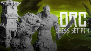 Orc Vs Dwarves - 32 PIECE SET - Unpainted - Novelty Chess Set - Picture 1 of 24
