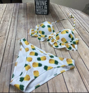 Bikini de piña con soporte de colador con alambre nuevo sin etiquetas tamaño mediano 2 piezas - Imagen 1 de 10