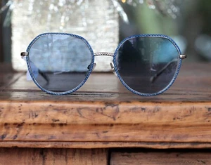 Authentic CHANEL Denim Rope Sunglasses Designer Blue & Silver Frame Nordstrom - Picture 1 of 9