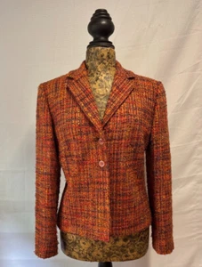 Vintage Austin Reed klassisch gewebt Wolle orange mehrfarbig Blazer Größe Damen 12 - Bild 1 von 4
