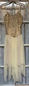 Costume Gallery, creme/elfenbein gold Pailletten Tanzkleid Erwachsene Größe Small - Bild 1 von 6