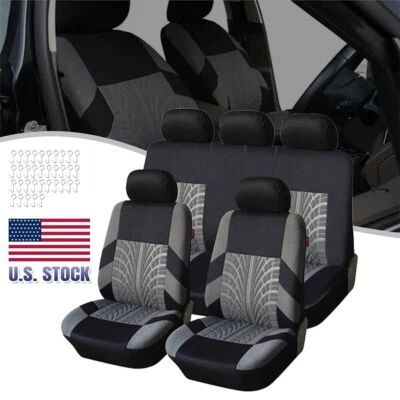 9pcs Black Car Seat Covers Breathable Washable Fit for Most 5-Seat Cars CT - Image 1 of 4