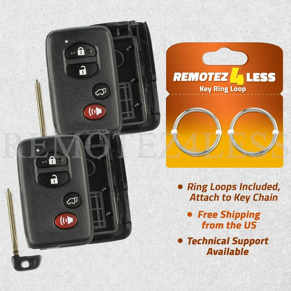 2 For 2008 2009 2010 2011 2012 2013 2014 Toyota Highlander Hatch Remote Key Case Foto 1 de 1