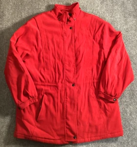 Forecaster of Boston Coat Womens Large Red Solid Jacket Vintage Long Overcoat - Picture 1 of 11