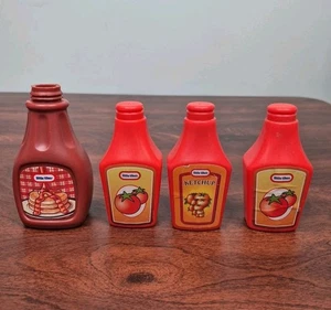 Little Tikes Lot of 4 Condiment Play Food Syrup Brown Bottle Ketchup Red Bottles - Picture 1 of 8
