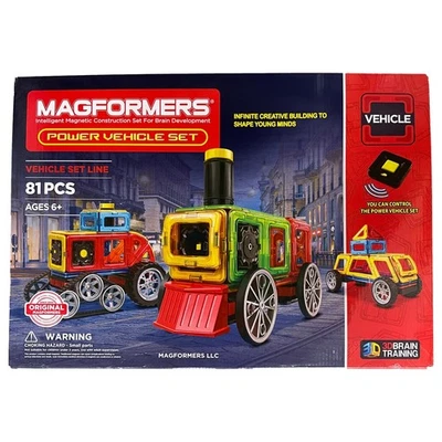 Juego de construcción de azulejos magnéticos Magformers Power Vehicle (81 piezas), kit STEM Foto 1 de 3