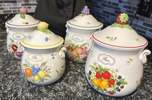 Lenox Orchard Canister Set W/ Lids Flour Sugar Coffee And Tea 1993 Vintage - Picture 1 of 10