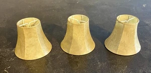 3 Faux Leather Mini Clip-on Tan Lamp Shades - Picture 1 of 9