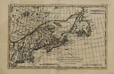 18th Century Rigobert Bonne Map Of Eastern Canada And Northeastern United States - Image 1 of 4
