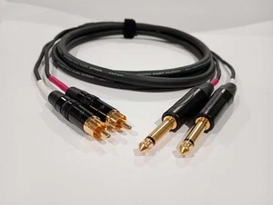 ESH AUDIO - RCA to 1/4" TS - 2 Channel - MOGAMI 2930 - Neutrik Black/Gold - Picture 1 of 9