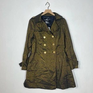 NEW Wet Seal Vintage Y2K Trench Coat L Gold Metallic Double Breasted Deadstock - Picture 1 of 8