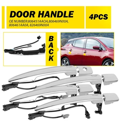 4X Door Outer Handle Front Rear For Nissan Maxima 2009-2014 2011-2014 Leaf SV SL - Image 1 of 4