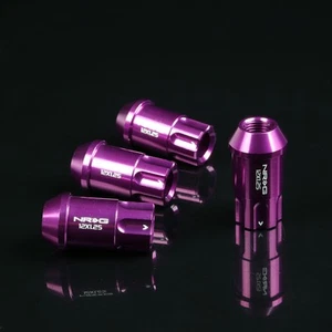 NRG ALUMINUM OPEN END TUNER WHEEL RIM LUG NUTS 6 POINT LOCK M12x1.25 PURPLE 4 PC - Picture 1 of 6
