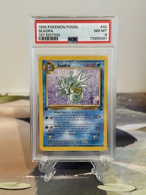 Pokemon Card 1st Edition Seadra -  Fossil Set No. 42/62 - PSA 8 NM-MT - Image 1 of 2