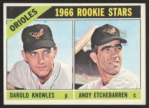 1966 Topps #27 Orioles Rookie Stars Darold Knowles/Andy Etchebarren NR-MINT - Picture 1 of 2