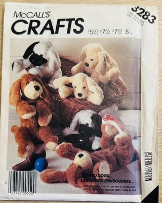 Stuffed Soft Plush Dogs Puppies 16 & 13 Inch 3283 BY McCALL'S  PATTERN  Uncut - Image 1 of 2
