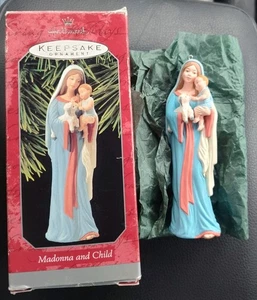 Ornamento ricordo Hallmark 1998 mai usato Madonna con Bambino Madre Maria Bambino Gesù - Foto 1 di 2
