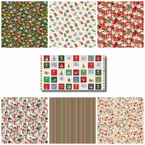 GAMA DE TELA DE ALGODÓN DE NAVIDAD JOLLY ST. NICK * Makower * Panel cuadrado * Edredón... - Imagen 1 de 8