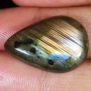 (17X25X05 MM SIZE) 21.95 Carat. NATURAL LABRADORITE PEAR CABOCHON LOOSE GEMSTONE - Picture 1 of 5