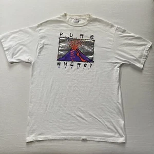 Vintage Crazy Shirt Hawaii Adult XXL White Pure Energy Volcano Shiny 90s Rare - Picture 1 of 15