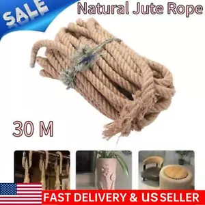 30M Hemp Rope Fine Workmanship Jute Twine Tear Resistant Protective Multi Use US - Picture 1 of 12