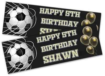 x2 Banner Cumpleaños Personalizado Fútbol Niños Fiesta Decoración 24 Foto 1 de 4