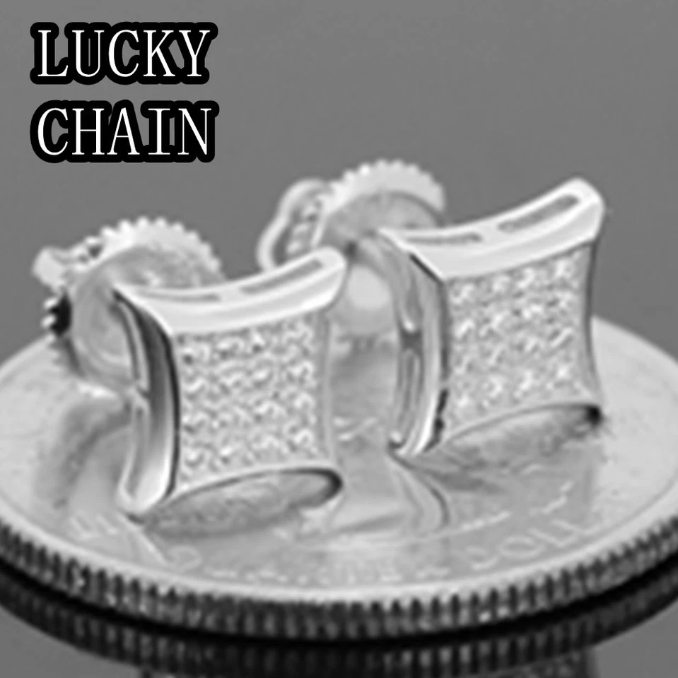 PLATA ESTERLINA 925 LABORATORIO DIAMANTE TORNILLO TRASERO PENDIENTE 7mm x 7mm R73 Foto 1 de 1